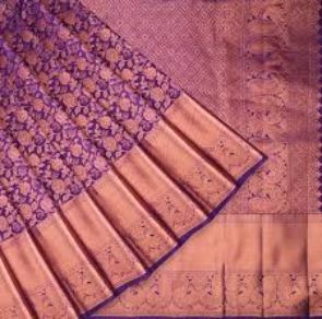 purple with gold zari